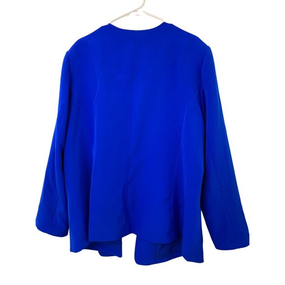 Vince Camuto Open Front Cobalt Blue Blazer Zip Pockets Size 18W GUC 8090 Relaxed - Picture 7 of 9